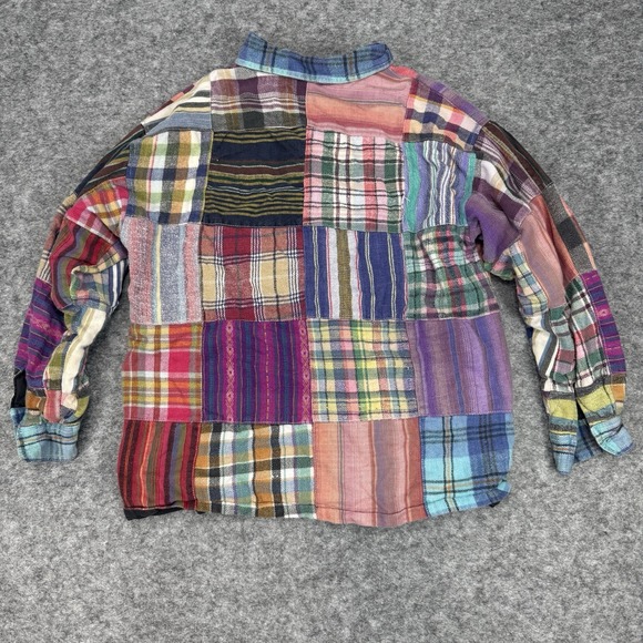 *FLAWS READ Jou Jou Womens Jacket Plaid Flannel Patchwork Zip Up ~Medium 90s Vtg - Picture 4 of 11
